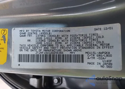 2002 Lexus Rx 300 z USA, uszkodzony, nr VIN JTJHF10U120256366